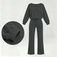 thumbnail image 7 of Ladies' Off Shoulder One Neck Long Sleeved Wide Leg Pants Set With Drawstring High Waist for Slimming, Casual Sports Two-Piece Set Dark Gray M, 7 of 7