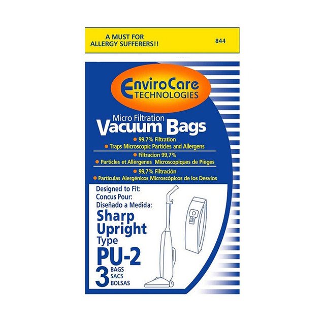 3 Sharp Pu2 / Pu2 Allergy Vacuum Bags Upright Vacuum Cleaners EC12SWC