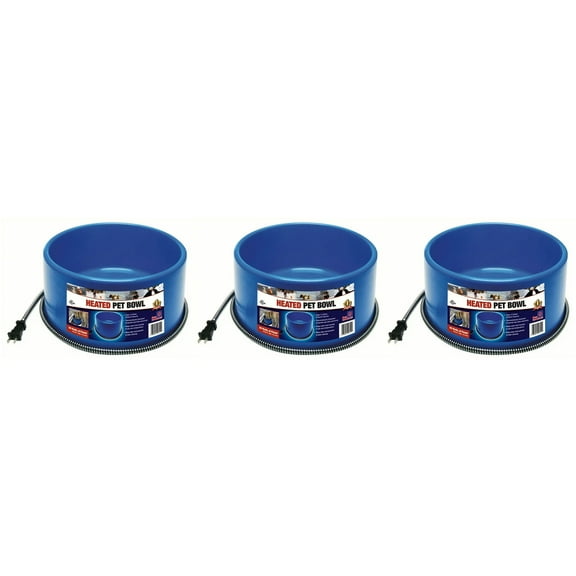 Farm Innovators 60W Premium Plastic Heated Pet Dog/Cat Water Bowl, 3 Pack