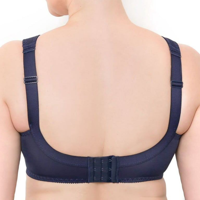 Wireless Plus Size Bra Wide Strap Unlined Minimizer Full Coverage 36 38 40  42 44 46 48 50 52 / C D E F G H I ( 44H, Navy)