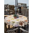 thumbnail image 3 of Outdoor Tablecloth with Umbrella Hole Zipper Colorful Dog Paws Round Tablecloth 60" Waterproof Outside Table Cloth Farmhouse Art Cartoon Rustic Patio Table Cover Tablecloths for Picnic Party, 3 of 8
