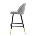thumbnail image 6 of Counter Stool Chair, Set of 2, Velvet, Metal Steel, Light Grey Gray, Modern Contemporary Urban Design, Bar Pub Cafe Bistro Hotel Restaurant Hospitality, 6 of 10