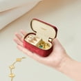 thumbnail image 3 of Mini Travel Jewelry Box, Tiny Plush Velvet Jewelry Case for Women and Girls, Pocket Size Jewelry holder organizer for Rings Earrings and Small Items(Burgundy), 3 of 6