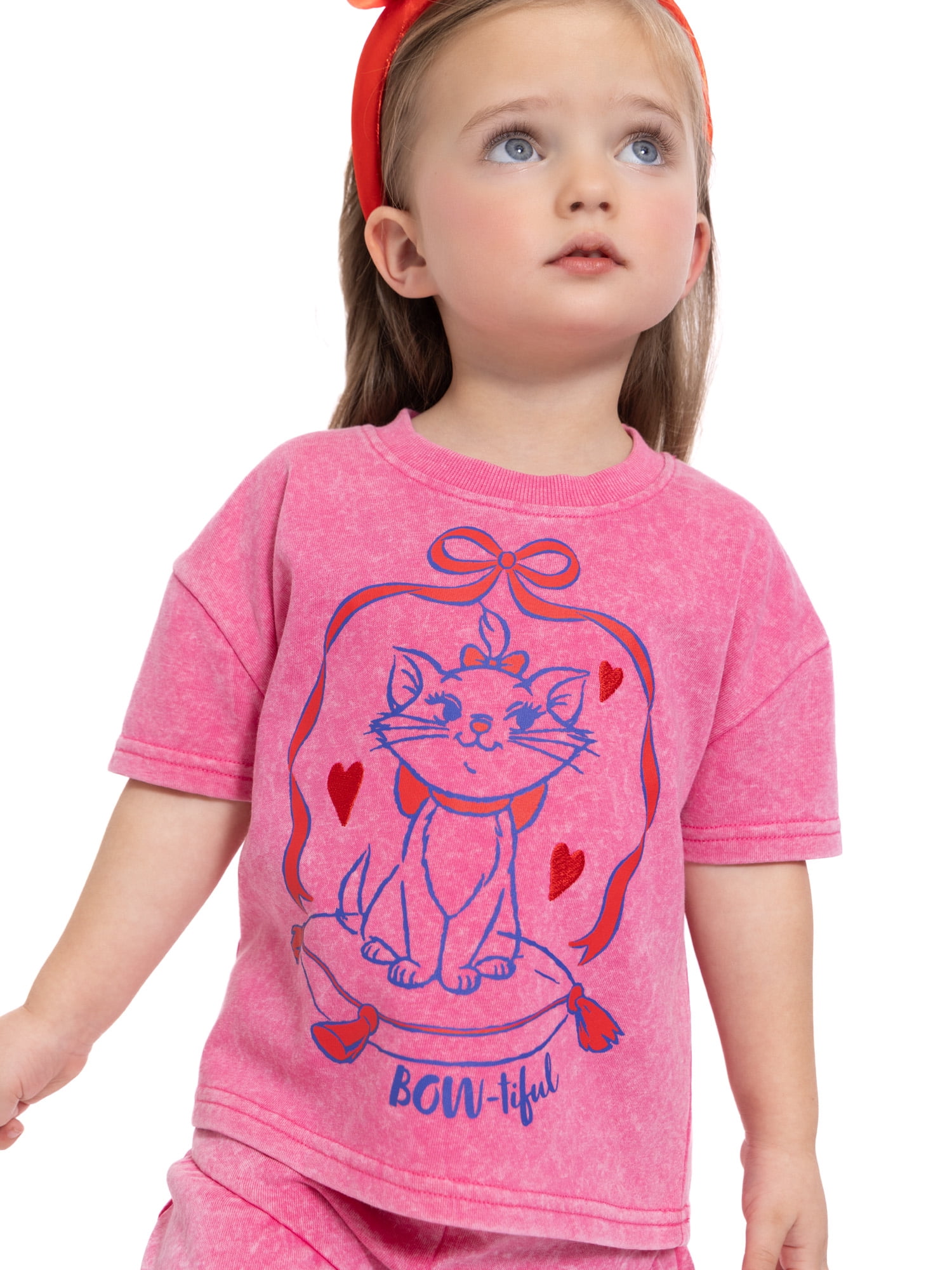 Marie Toddler Girls' Short Sleeve Graphic Tee and Matching Ruffle Shorts Set, 2-Piece, Sizes 12M-5T