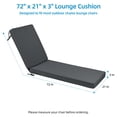 thumbnail image 5 of Millsilo Outdoor Chaise Lounge Cushion, 72" x 21" x 3" Patio Lounge Chair Cushion, Water-Resistant UV-Protected Replacement Cushion with High Density Foam, Dark Gray, 5 of 9
