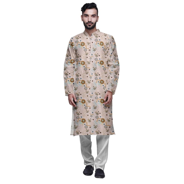 Atasi Kurta pour Homme en Satin Modal Imprimé avec Ensemble de Pyjama Churidar Vêtements d'Été