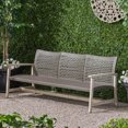 thumbnail image 5 of 3 Seater Outdoor Patio Sofa, Rattan Couch Furniture with Wood Wide Armrests and Deep Seating, 3-Seat Patio Sofa for Porch, Backyard, Pool, Sunroom, Poolside (Grey), 5 of 9