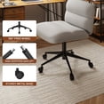thumbnail image 4 of FunniHomi 23" Width Cross Legged Lounge Chair, Grey Leather 360° Swivel Home Office Chair, Double-Layer Wide Cushion, 4 of 10