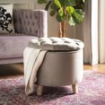 thumbnail image 2 of Safavieh  Amelia Mushroom Taupe Cotton Tufted Storage Ottoman, 2 of 8