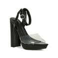 thumbnail image 1 of Women Clear Open Pointy Toe Embossed Chunky Platform Heel Sandal 18713, 1 of 7
