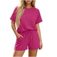 thumbnail image 2 of Dagugfen Womens Athletic Sets Crew Neck Short Sleeve Tees Drawstring Elastic Waist Shorts with Pockets Breathable Outdoor Workout Running Sets, 2 of 6