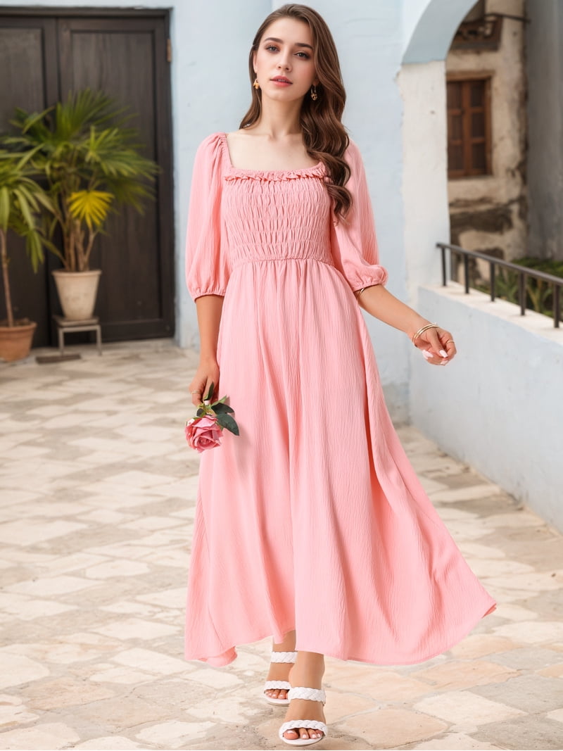 pink flowy dress maxi Shaya Tiered Ruffle Maxi Dress Pink main image 1