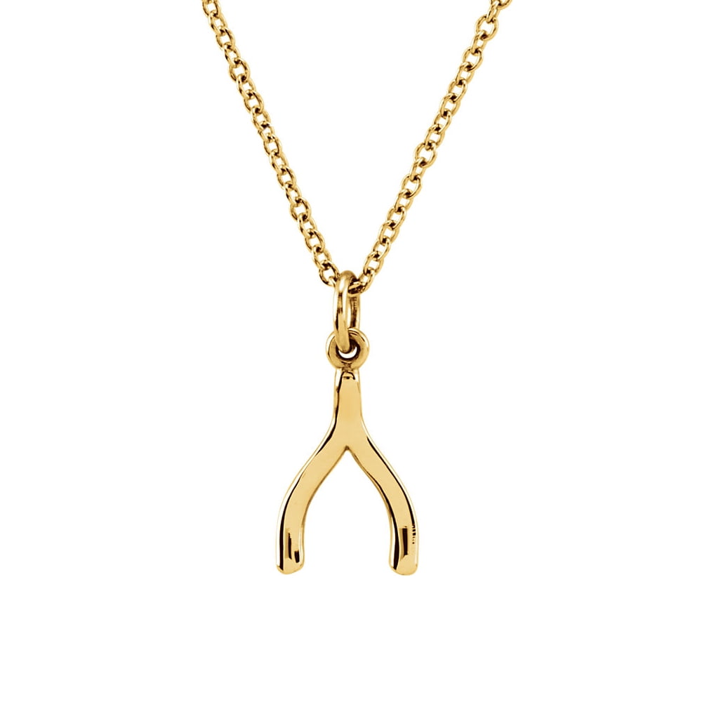 Tiny Wishbone Necklace in 14k Yellow 