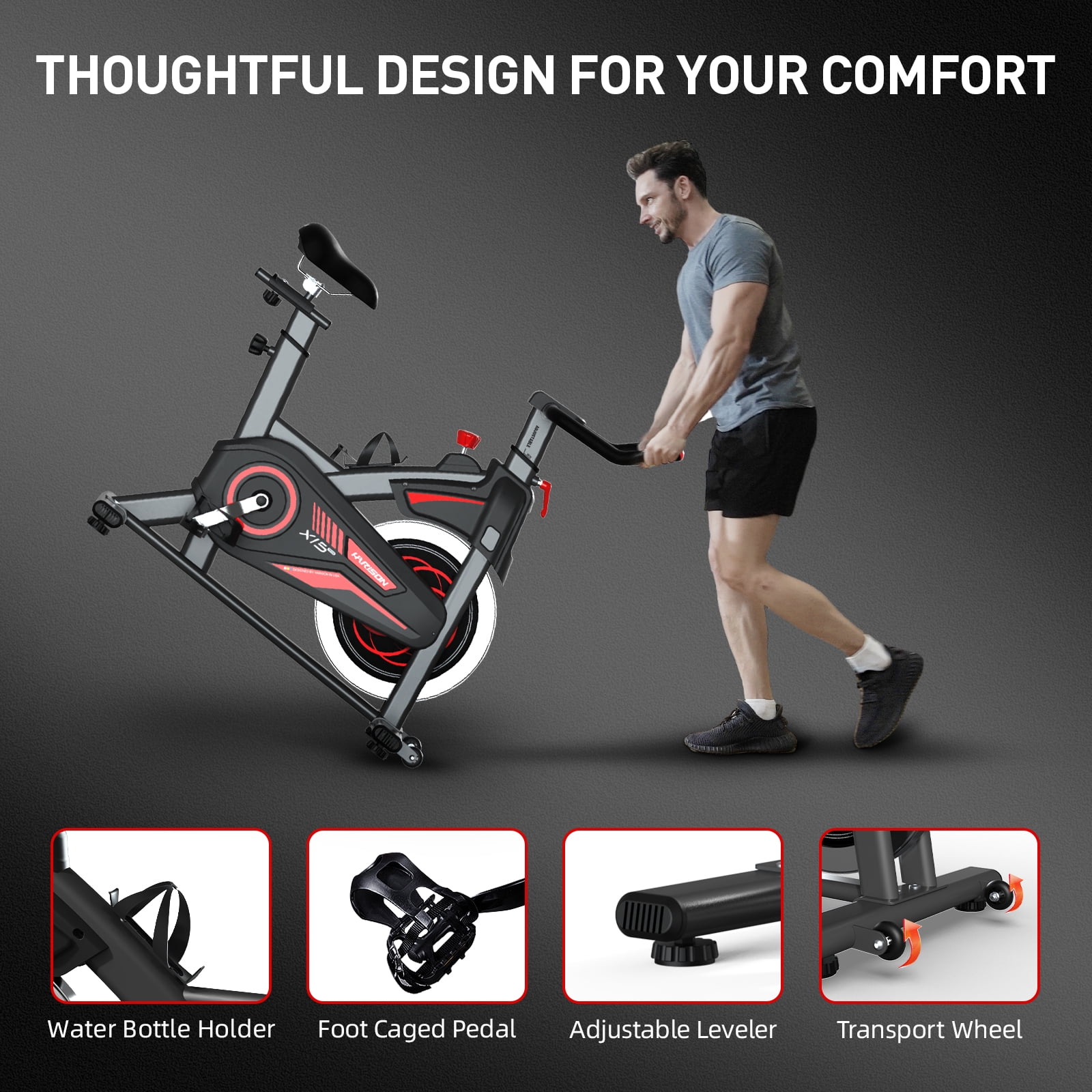 HARISON Magnetic Exercise Bike for Home, Stationary Bike with Tablet Holder, 350 LBS Capacity, Bluetooth APP