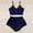 Navy, variant on Womens Pajamas Set Plus Size Trendy V Neck Sleeveless Strap Nightwear Lace Trim Satin Cami Top Sleepwear Blue XXXL