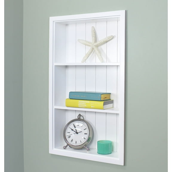 14x24 White Recessed Sloane Wall Niche (w/ beadboard back) by Fox Hollow Furnishings