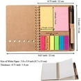 thumbnail image 3 of 2 Packs Spiral Notebook Steno Pads Lined Notepad with Pen in Holder, Sticky Notes, Page Marker Colored Index Tabs Flags, 4.73"x5.9" Kraft Paper Cover Small Pocket Notebooks (Black 2 Packs), 3 of 7