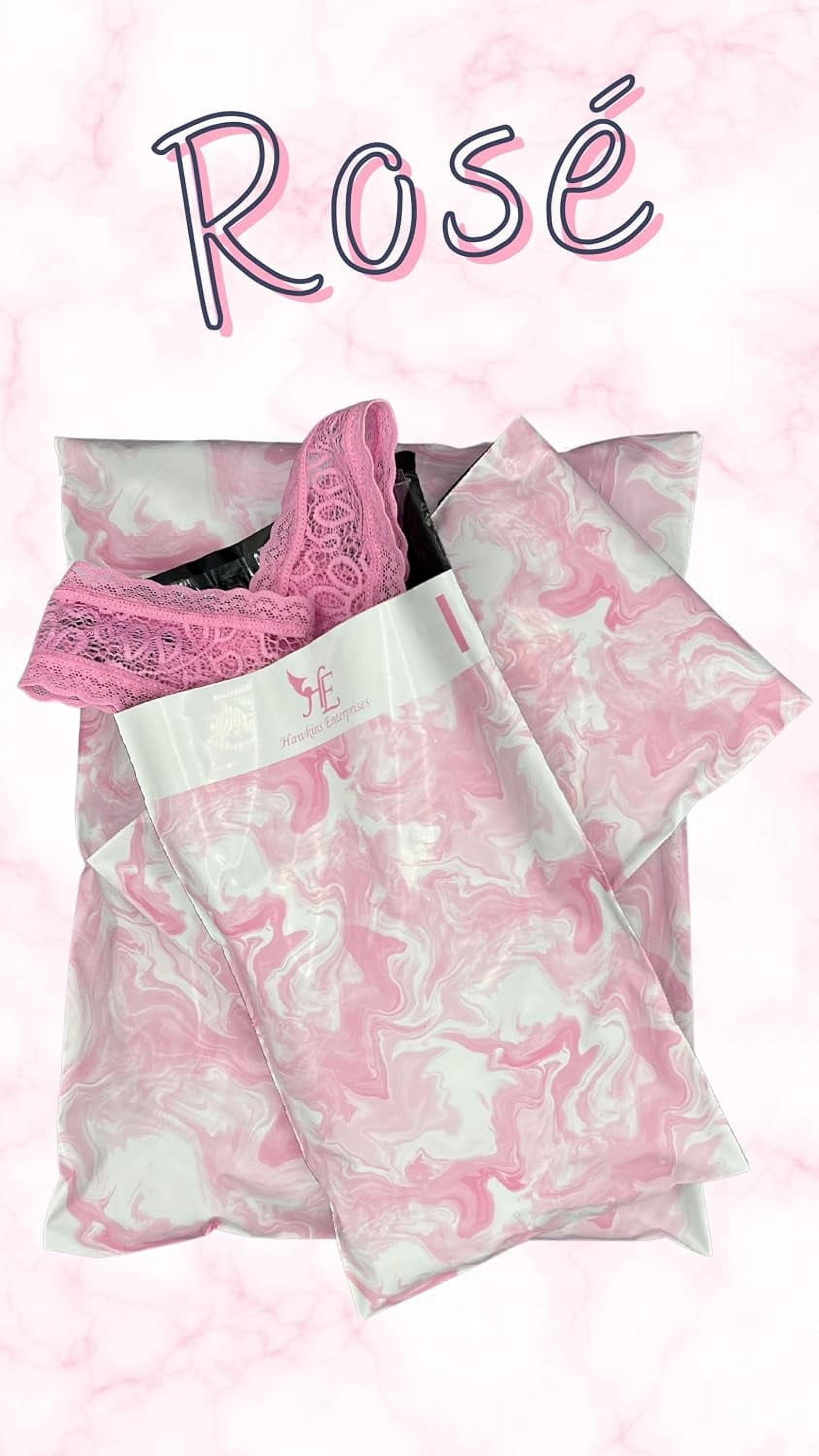 Hawk Poly Mailers 10x13 Cute Pink Marble Heavy Duty 3.15mil Tamper-Evident & Self-Sealing Shipping Envelopes for Small Businesses Printed Waterproof Mailing Bags Non Padded (Rosé, 10x13)