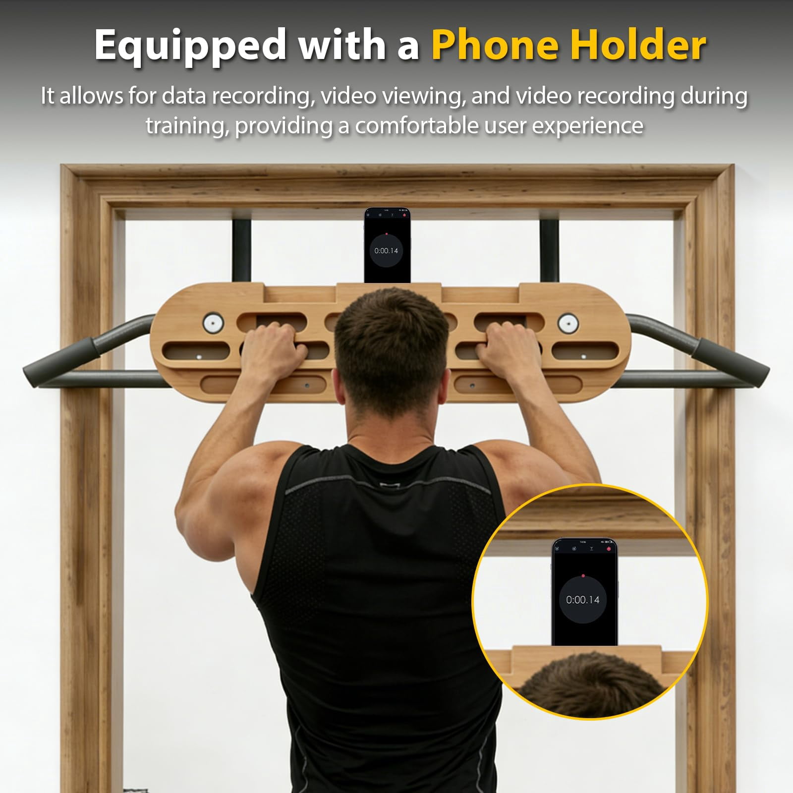 2 in 1 Hang Board Rock Climbing Hangboard with Door Way Pull Up Bar, Multifunctional