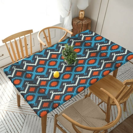 

Home Deluxe Tablecloth Vintage Pattern Background Waterproof Elastic Rim Edged Table Cover- For Christmas Parties And Picnics 5ft
