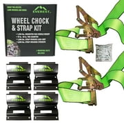 Everest Wheel Chock and Strap Kit with 6.5 ft. Straps and Mounting Bolts Included