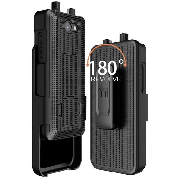 Case with Clip for Sonim XP5plus, Nakedcellphone Slim Hard Shell Phone Cover with Kickstand and [Rotating/Ratchet] Belt Hip Holster Holder Combo for Sonim XP5 Plus (XP5900) - Black