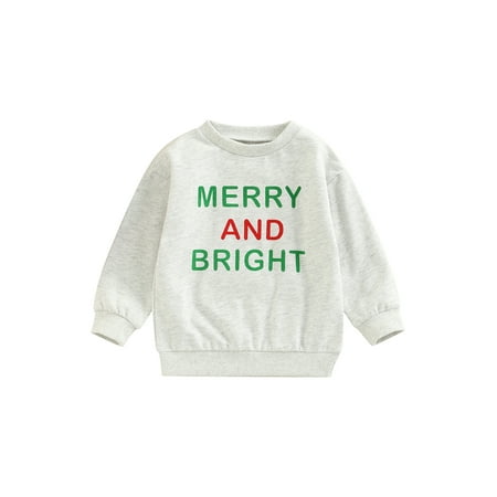 

WPNAKS Toddler Baby Christmas Pullover Long Sleeve Round Neck Letter Print Oversized Sweatshirt