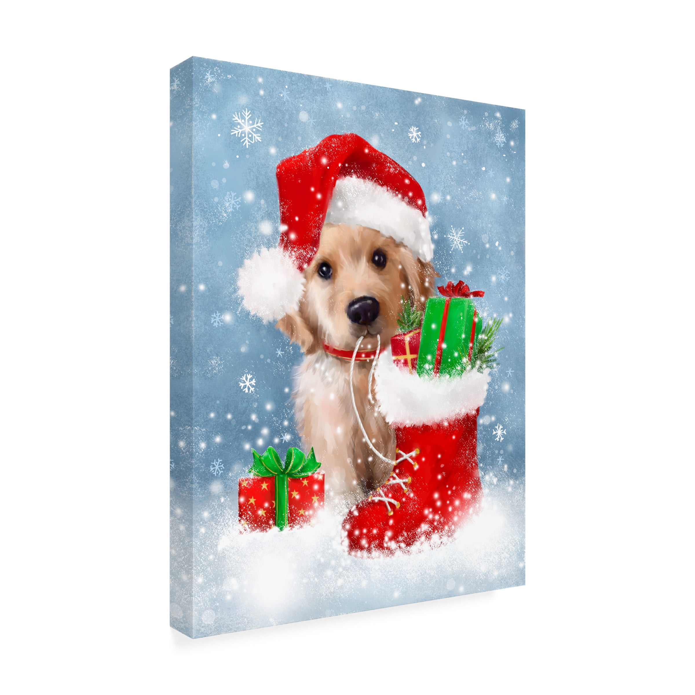 MAKIKO 'Puppy With Santa's Hat' Canvas Art