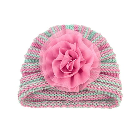 

TAIAOJING Baby Bows Turban Knotted Head Wraps Headwear Flower Multicolor Warm Turban Girls Knitted Elastics Toddler Boys Cap Hat Baby Baby Care
