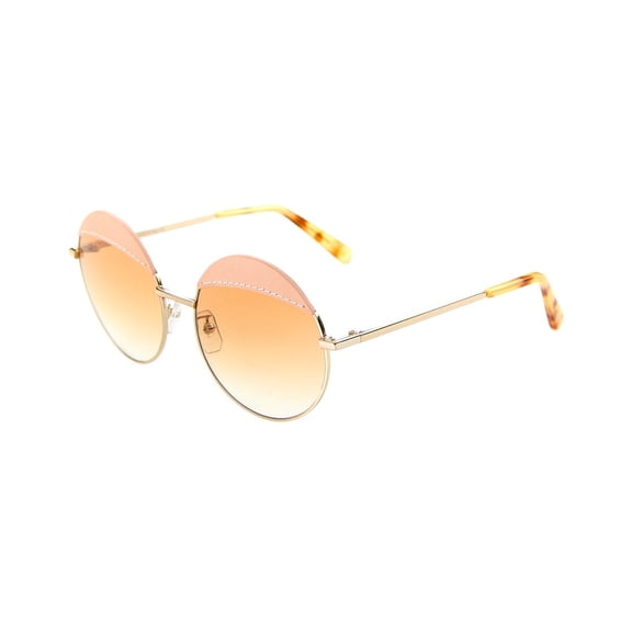 Loewe LW40007U 33F 58mm Round Sunglasses Women's Gold Pink Leather