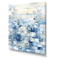 thumbnail image 2 of Designart "Coastal Tiles Collage in White and Blue I" Floral Canvas Wall Art - Modern White Abstract Botanicals Entryway Wall Art Print, 2 of 6