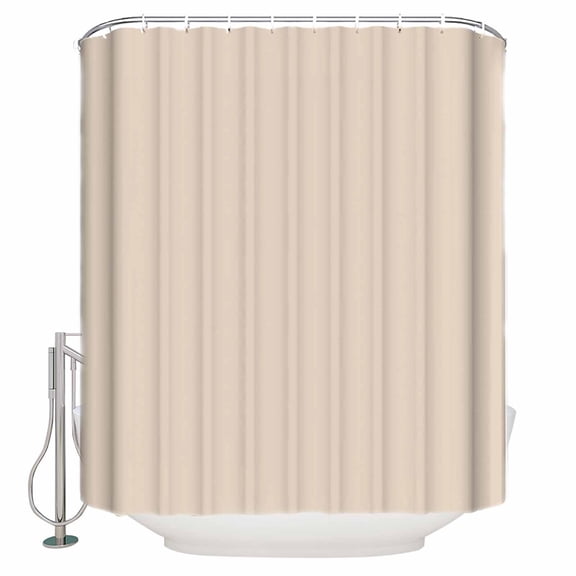 Beige Pure Color Bathroom Shower Curtains with 12 Hooks Polyester Waterproof Shower Curtain for Stalls and Bathtubs Aesthetics Contemporary Modern Decorative Bathroom Privacy Curtain 66x72 Inches