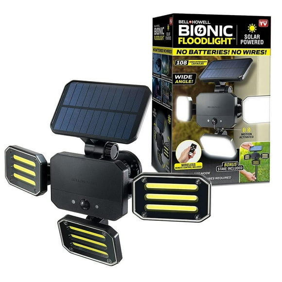 Bell + Howell Bionic Floodlight, Motion-Sensing, Outdoor Solar Lights with Adjustable Panels