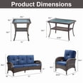 thumbnail image 5 of Bellefurn 5 Piece Patio Furniture Set with Fire Pit Table,Patio Conversation Set 3-Seat Outdoor Sofa with 2 Wicker Swivel Chairs & Coffee Table, 5 of 5