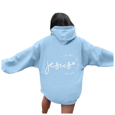WENWU Womens Hoodie Christian Sweatshirt Letter Print Hoodies Oversized Women Pullover Women Fall Clothes Trendy Clothes for Teen Girls