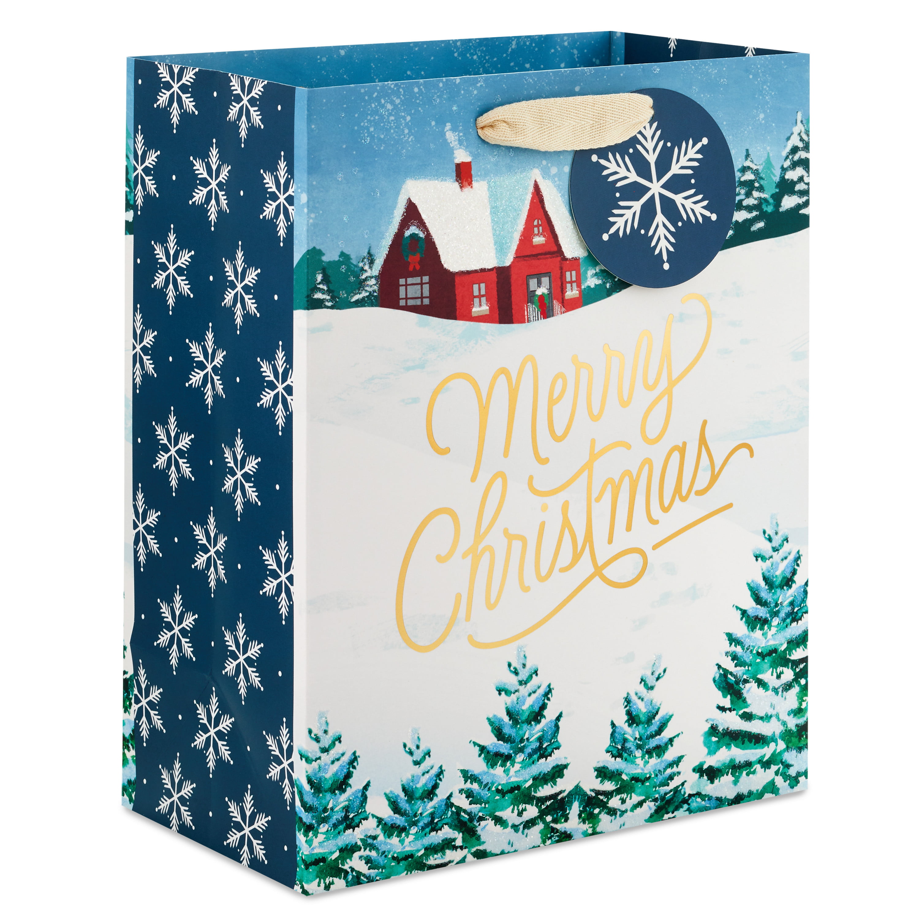 Hallmark Medium Christmas Gift Bag (Snow-Covered House)