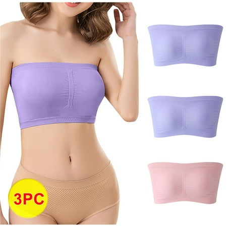 Bigersell T-Shirt Bras for Women Sale 3pc Sleeping Bras for Women Balconette Bra Style R867 V-Neck Convertible Bras Pull-On Bra Closure Women Size Bras No Wire Pink 3XL