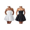 thumbnail image 2 of Michellecmm Women's Corset Mini Dress Strapless Lace Trim Solid Color Tube Top Dress Short Party Dress, 2 of 9