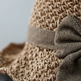 thumbnail image 6 of Elegant Woven Straw Sun Hat with Bow,2026 Women's Foldable Ruffle Wide Brim Straw Bucket Hat, Straw Sun Hats for Women Coffee, 6 of 7