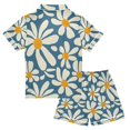 thumbnail image 2 of FORMRS Kids Short Sleeve Top and Pants Pajama Set Unisex Satin 2-Piece Sleepwear, Sizes 13-14Y, Whimsy Daisy Pattern, 2 of 8