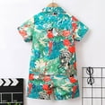 thumbnail image 5 of Nwiuh Boy's 2 Piece Flower Short Sleeve Shirt and Shorts Hawaii Suit Children's Beach Suit Green for Size 3-4 Years, 5 of 8