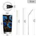 thumbnail image 3 of 20oz Stainless Steel Tumbler with Straw, Double Wall Insulated Travel Tumbler Blue Morning Glory Flowers, 3 of 8