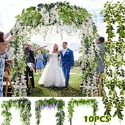 Willstar 4/10pcs 2M Artificial Flower Vine Wisteria Garland Garden Hanging Plants Decor Home Wedding Valentine's Day Silk Ceiling Flower