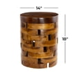 thumbnail image 4 of DecMode Brown Contemporary Round Stacked Brick Style Wood Accent Table, 14"W x 18"H, 4 of 15