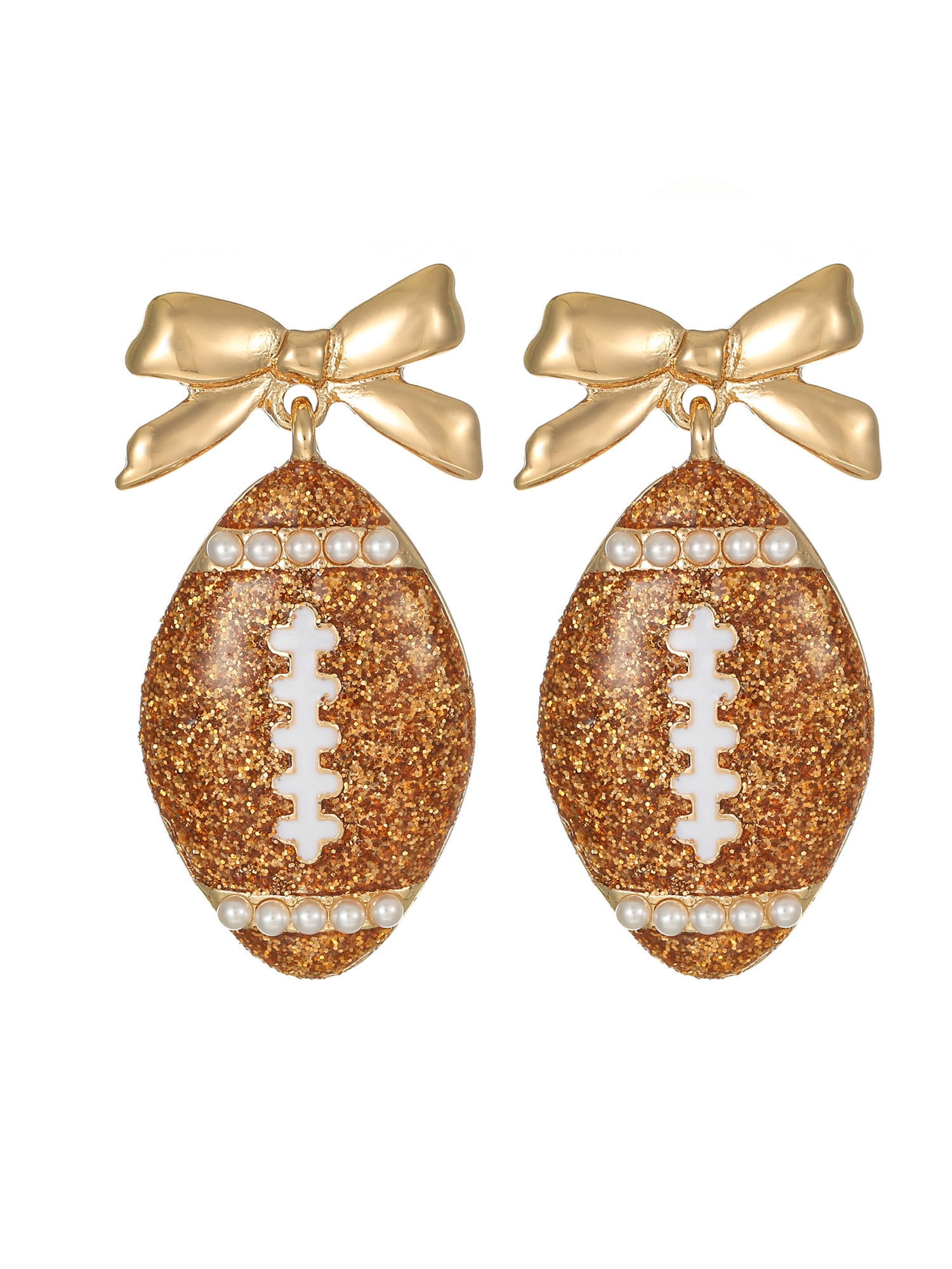 Packed Party Touchdown Glam Bow Football Earrings