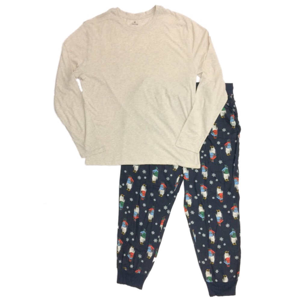 Stafford Mens 2pc Penguin Pajamas Sleep Set Flannel Lounge Pants