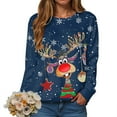 thumbnail image 2 of Xudanell Womens Tops Plus Size Cute Reindeer Christmas Sweatshirts for Women Clothes Holiday Long Sleeve Shirts, 2 of 5