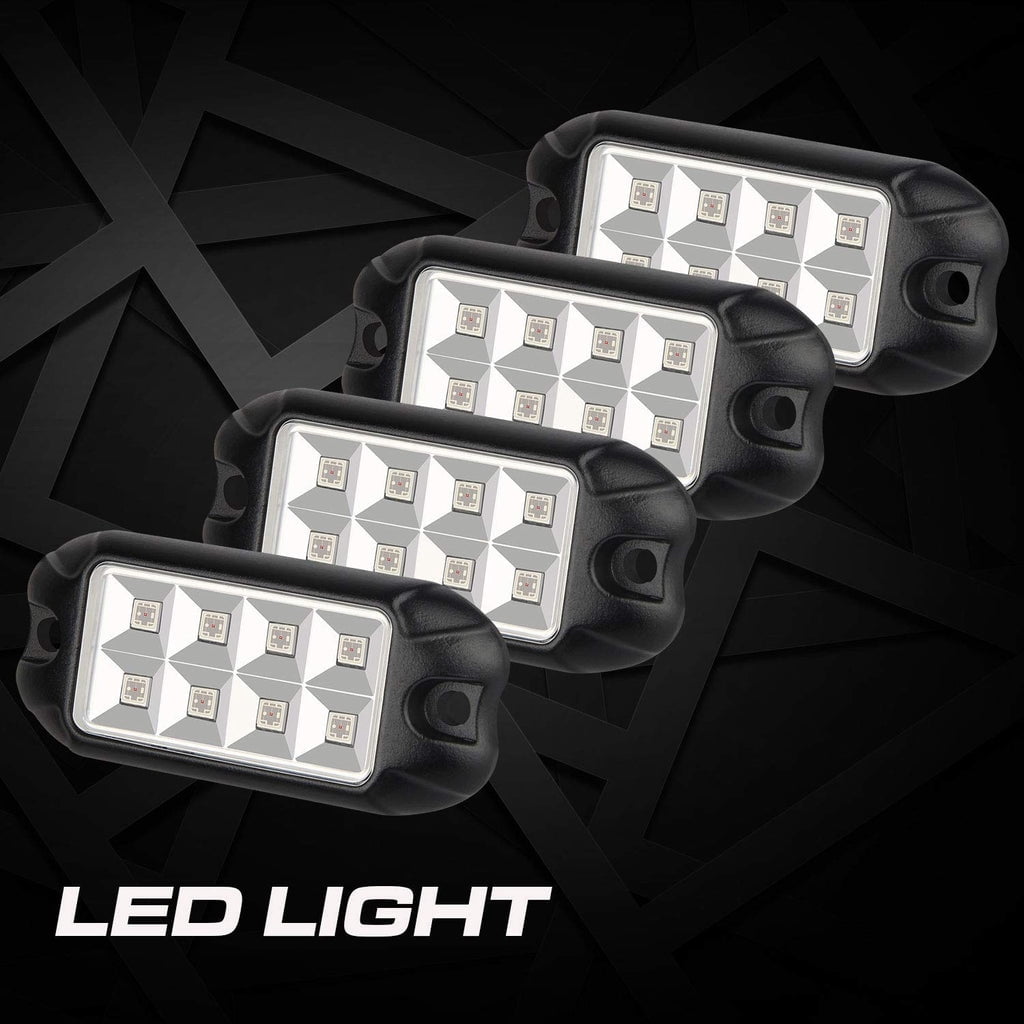 Sunpie Series Connection Rectangle Series 4pcs RGB-W LED Rock Lights (up to can connect 20 lights)