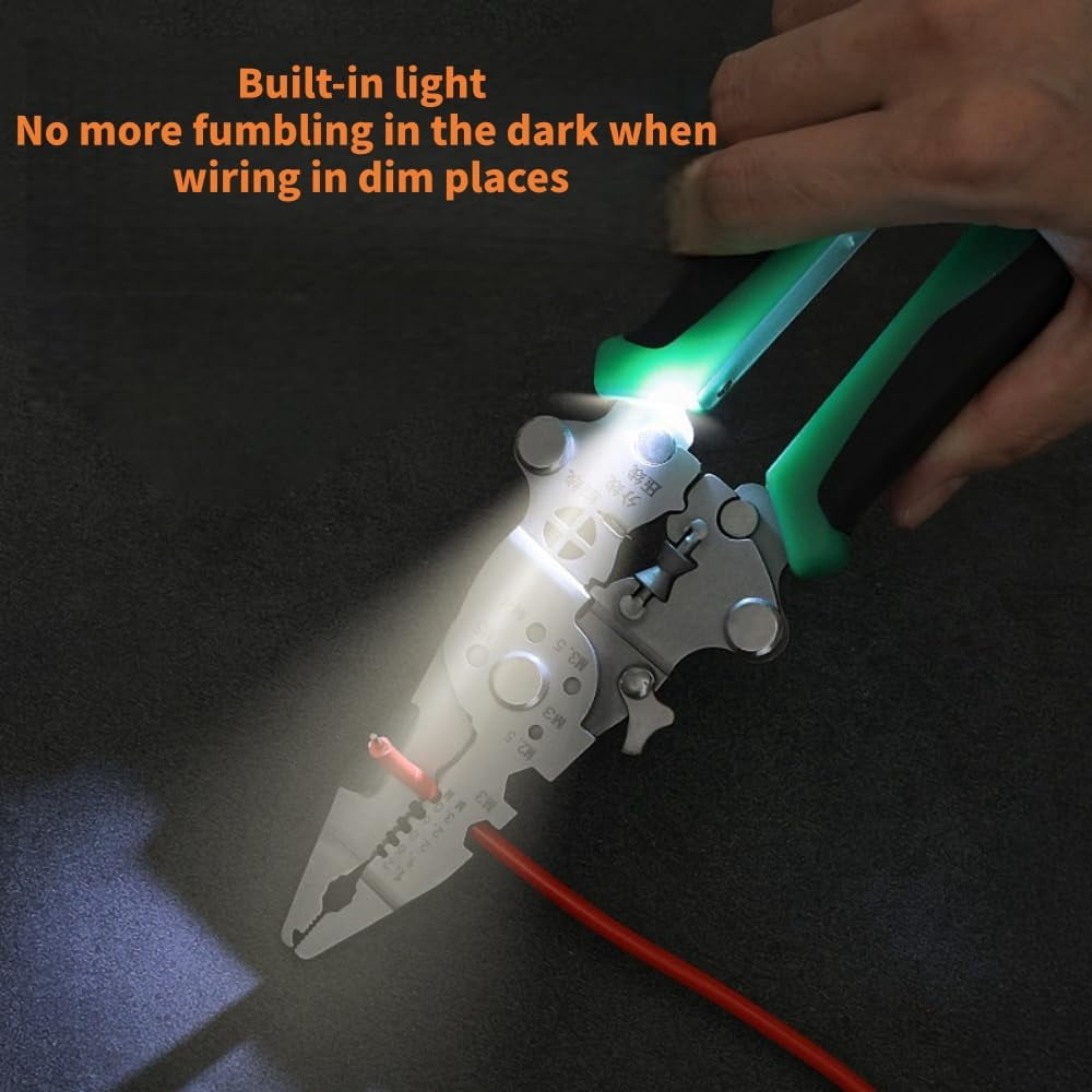 16 in 1 Wire Stripper Twister for Cutting and Pulling Wires,Made of Stainless Steel Foldable Voltage Testing Lighting Functions Specially Designed for Electricians