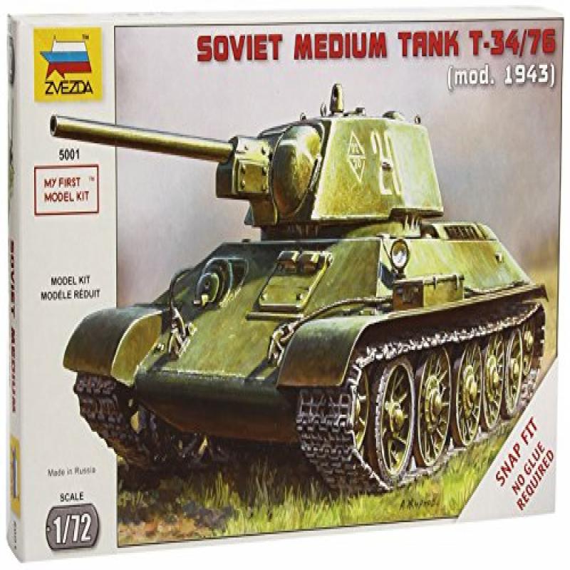 Zvezda Models 1/72 T34/76 Soviet Tank (Snap Kit)